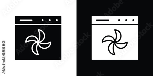 Convection turbofan stove icon in trendy stroke thin linear style.