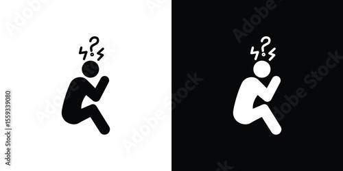 Depression icon in trendy stroke thin linear style.