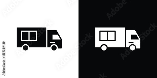 Food truck icon in trendy stroke thin linear style.