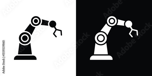 Industrial robot icon in trendy stroke thin linear style.