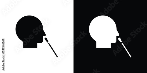 Nasal swab icon in trendy stroke thin linear style.