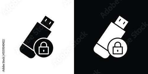 Pendrive security icon in trendy stroke thin linear style.