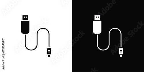 Phone cable icon in trendy stroke thin linear style.