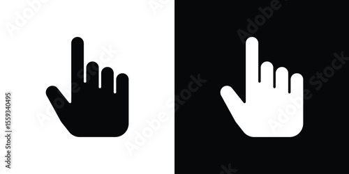 Pointing hand icon in trendy stroke thin linear style.
