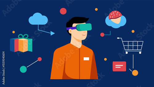 A virtual reality program that mimics reallife challenges such as navigating a grocery store or using public transportation to help individuals with brain injuries improve their. Vector illustration