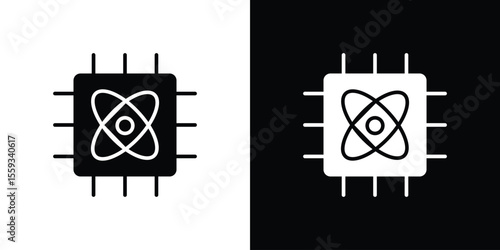 Quantum computing icon in trendy stroke thin linear style.