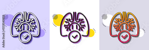 Lungs line icon. Halftone dotted pattern. Gradient icon with grain shadow. Pneumonia disease sign. Respiratory distress symbol. Line lungs icon. Various designs. Vector