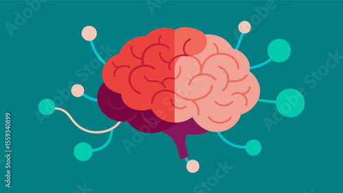 Representation of the brain of someone diagnosed with schizophrenia showcasing enlarged ventricles and decreased neural connectivity.. Vector illustration