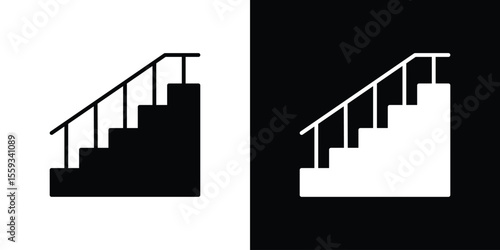 Stairs icon in trendy stroke thin linear style.