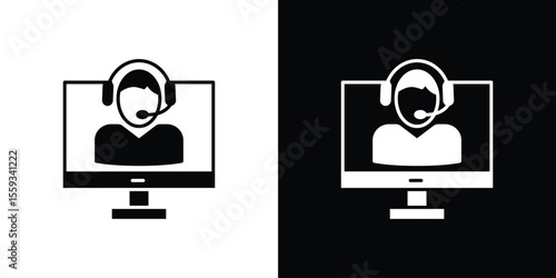 Tech support icon in trendy stroke thin linear style.