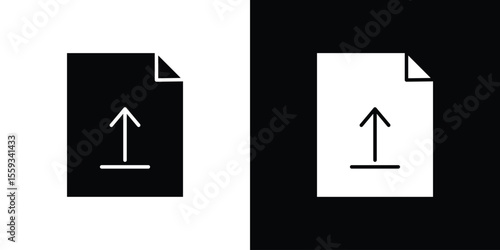 Upload file icon in trendy stroke thin linear style.