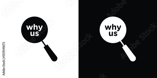 Why us icon in trendy stroke thin linear style.