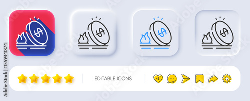 Gas price line icon. Neumorphic, Flat shadow, 3d buttons. Fuel tax sign. LPG rate symbol. Line gas price icon. Social media icons. Vector