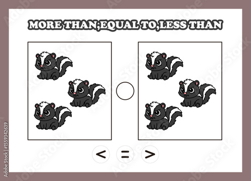 count animal skunk more than equal to less than