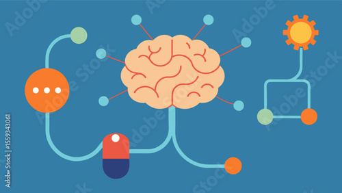 A visual representation of the process of neuroplasticity with new connections forming between neurons as a result of learning or brain injury. The illustration highlights the. Vector illustration
