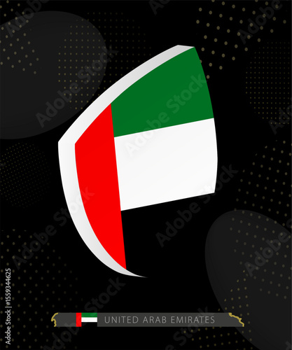 United Arab Emirates Flag Shield icon in 3D on Dark Modern Abstract Rugby Background.