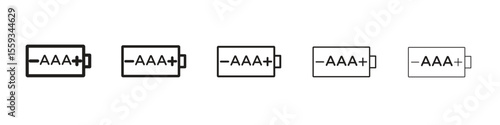 AAA battery icon in trendy filled solid style in black and white colors