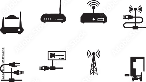 Network devices and connectivity icons router modem