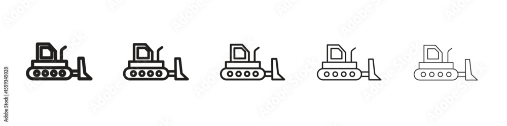 Naklejka premium Bulldozer icon in trendy filled solid style in black and white colors