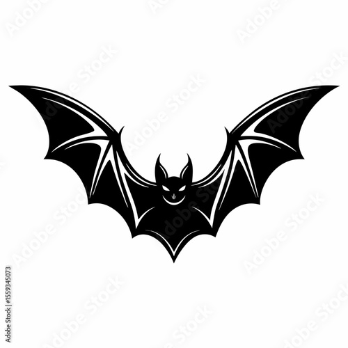Bat wings vector illustration with flying black bat and cartoon vampire design