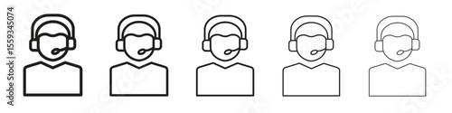 Callcenter icon in trendy filled solid style in black and white colors