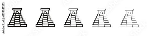 Chichen Itza icon in trendy filled solid style in black and white colors
