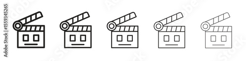 Cinema flapper icon in trendy filled solid style in black and white colors