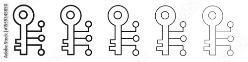 Digital key icon in trendy filled solid style in black and white colors