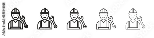 Engineer icon in trendy filled solid style in black and white colors
