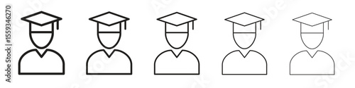 Graduated icon in trendy filled solid style in black and white colors