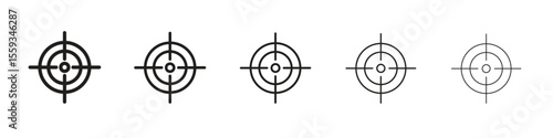 Gun target icon in trendy filled solid style in black and white colors