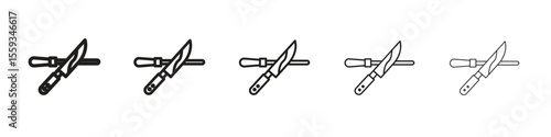 Knife sharpener icon in trendy filled solid style in black and white colors