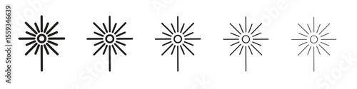 Laser beam icon in trendy filled solid style in black and white colors