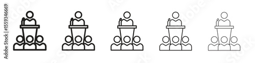 Lecture icon in trendy filled solid style in black and white colors