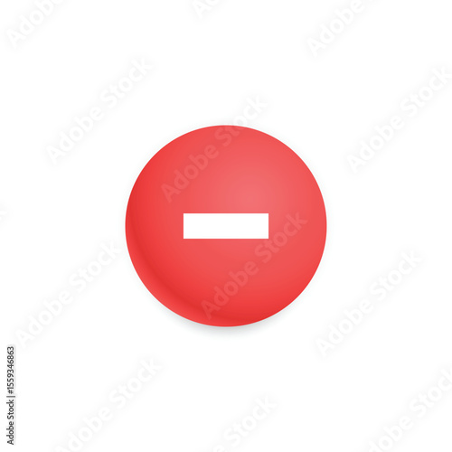Red decline button design. Red cancel button design. Vector illustration. 