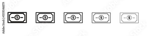 Money icon in trendy filled solid style in black and white colors