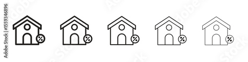 Mortgage rate icon in trendy filled solid style in black and white colors