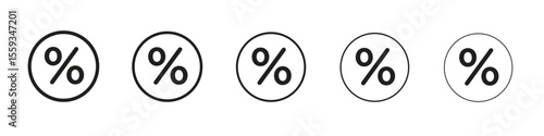 Percent icon in trendy filled solid style in black and white colors