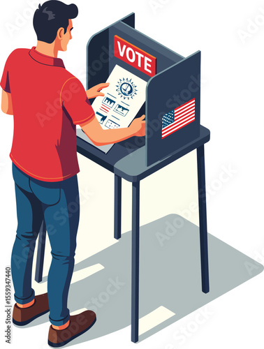 Vote election ballot democracy usa voting booth american flag voter participation politics person