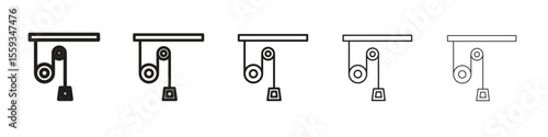Pulley icon in trendy filled solid style in black and white colors
