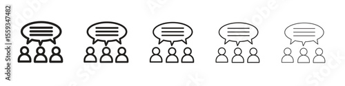 Public opinion icon in trendy filled solid style in black and white colors