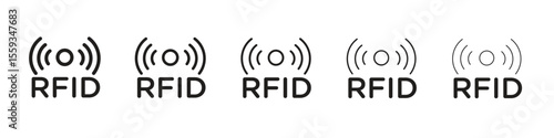 RFID icon in trendy filled solid style in black and white colors