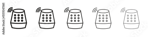 Smart speaker icon in trendy filled solid style in black and white colors