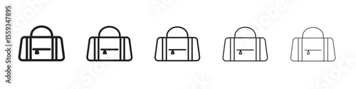 Sports bag icon in trendy filled solid style in black and white colors