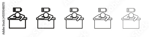 Tired person icon in trendy filled solid style in black and white colors