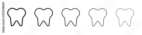 Tooth icon in trendy filled solid style in black and white colors