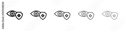 Vision insurance icon in trendy filled solid style in black and white colors