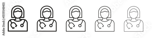 Woman Doctor icon in trendy filled solid style in black and white colors
