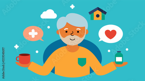 Making Time for You A caregiver indulging in a hobby or activity they love while their loved one is being looked after by a respite care provider allowing them to prioritize their. Vector illustration