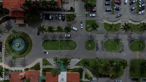 Wallpaper Mural Overhead aerial view of traffif circle and access road in tropical location in 4K Torontodigital.ca